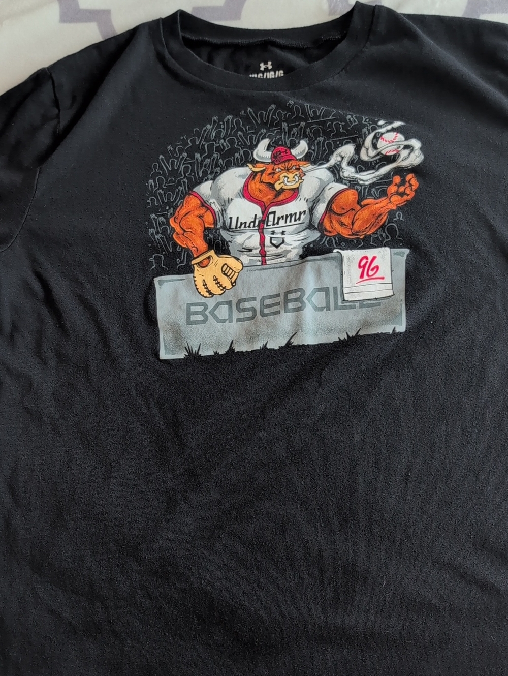 Under Armour Black Short-Sleeve Baseball Graphic Tee with Orange Accent